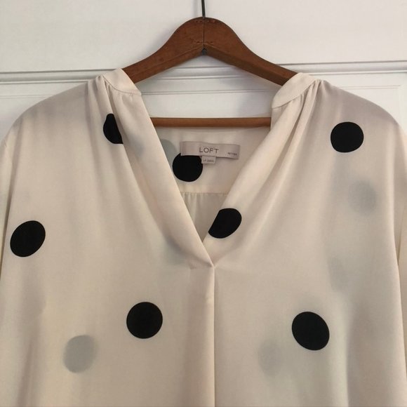LOFT Mega Dot V-Neck Blouse - Picture 2 of 10